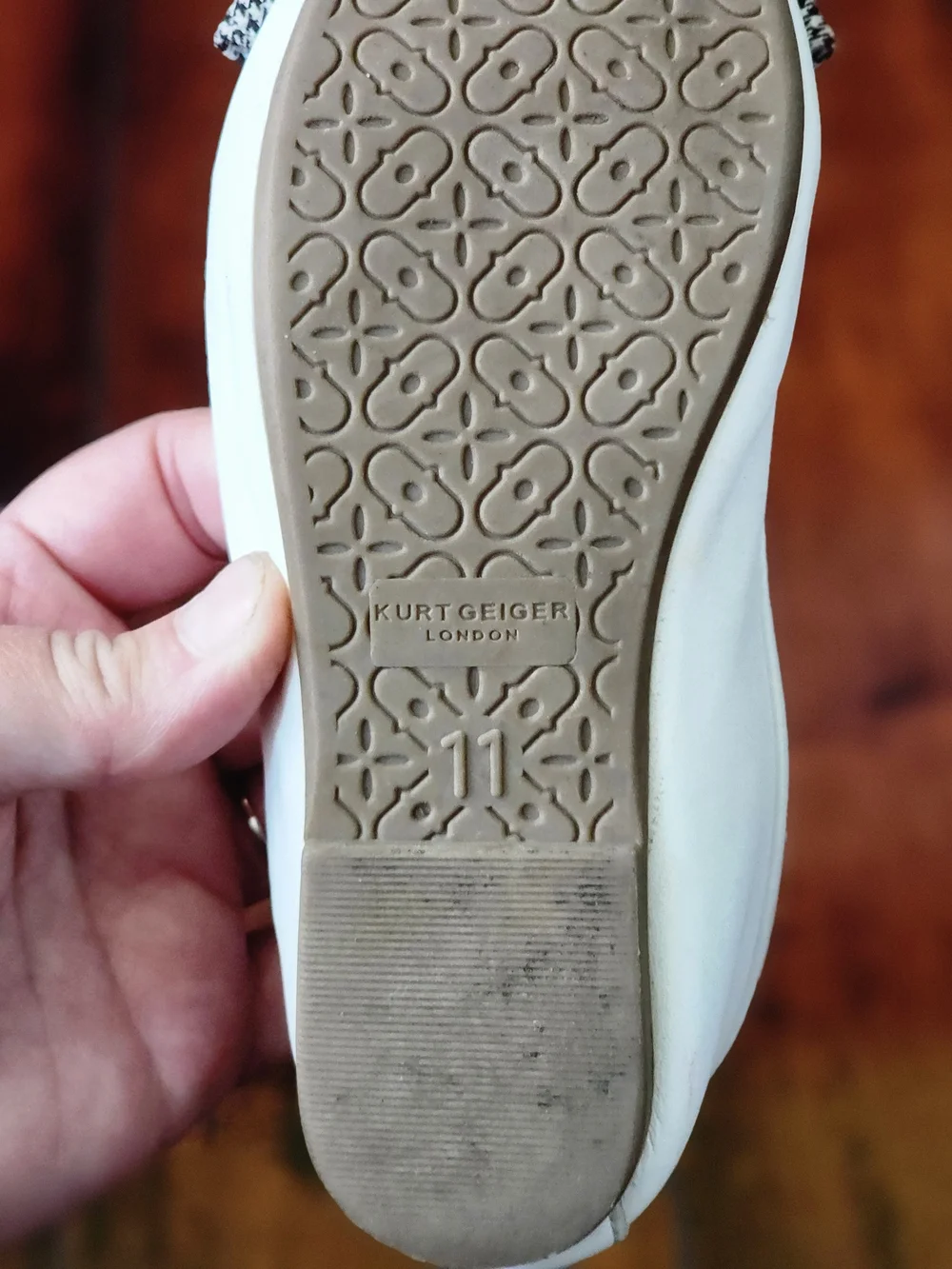 Kurt Geiger London Kids Girls White Leather Crystal Bow Ballet Flats Size 11